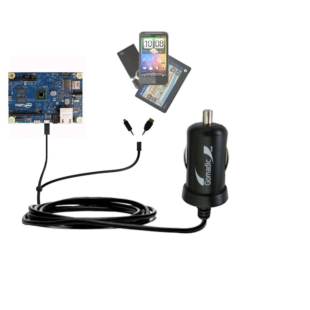 mini Double Car Charger with tips including compatible with the Arduino Intel Galileo