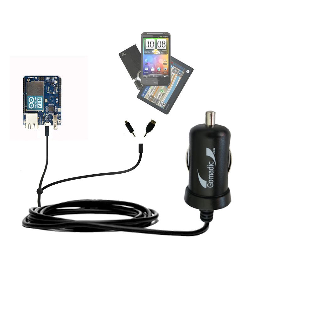 mini Double Car Charger with tips including compatible with the Arduino YUN
