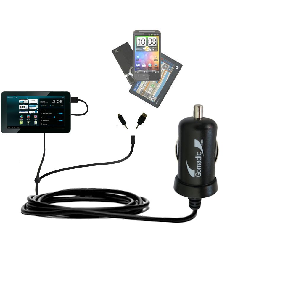 mini Double Car Charger with tips including compatible with the Arnova 10d G3