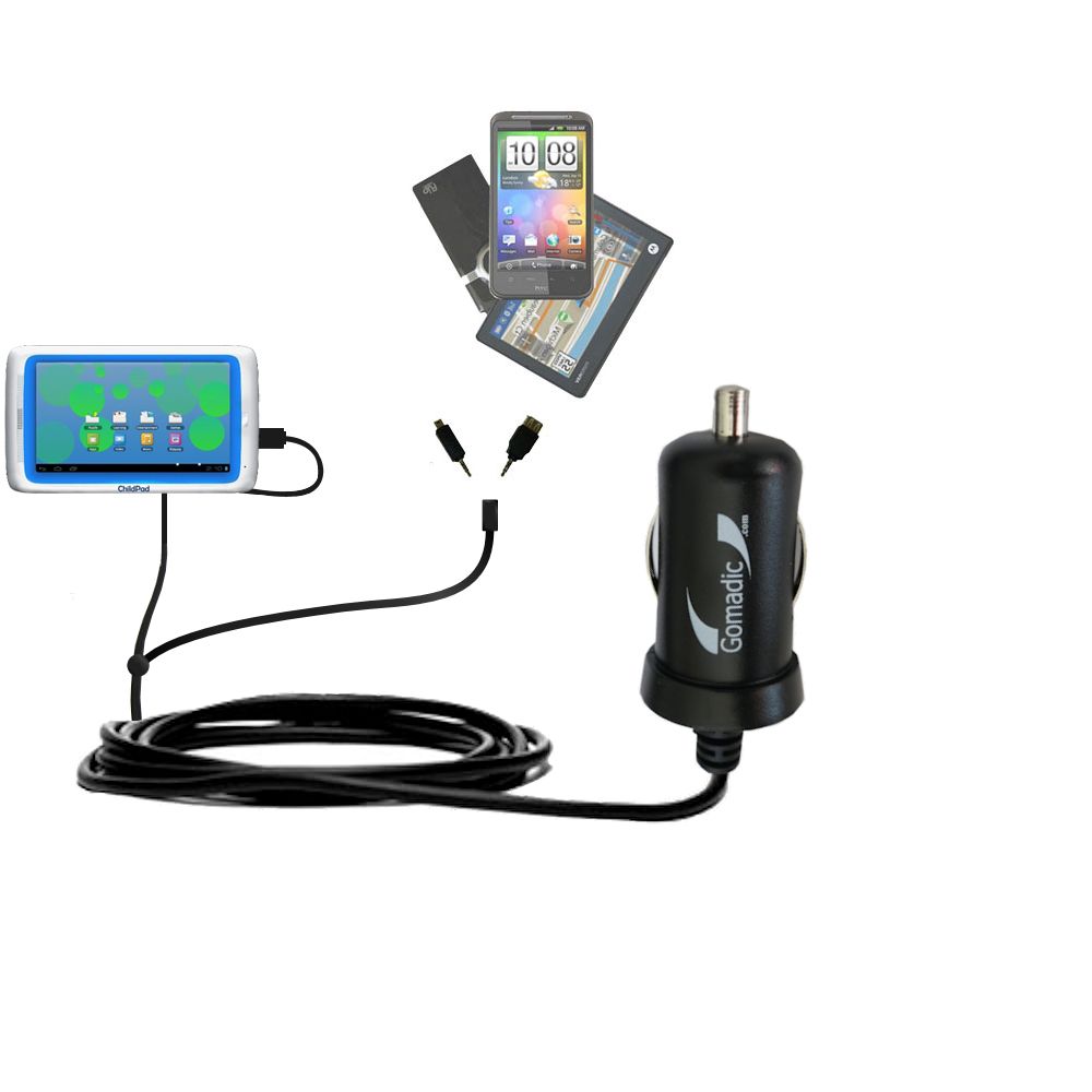 mini Double Car Charger with tips including compatible with the Arnova ChildPad