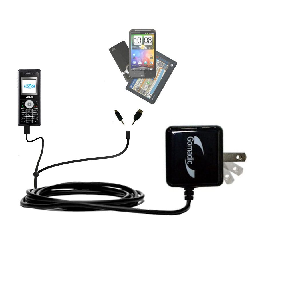 Double Wall Home Charger with tips including compatible with the Asus AiGuru S2 Skype Phone