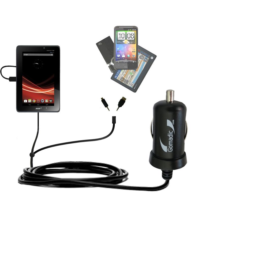 mini Double Car Charger with tips including compatible with the Asus Iconia Tab A110