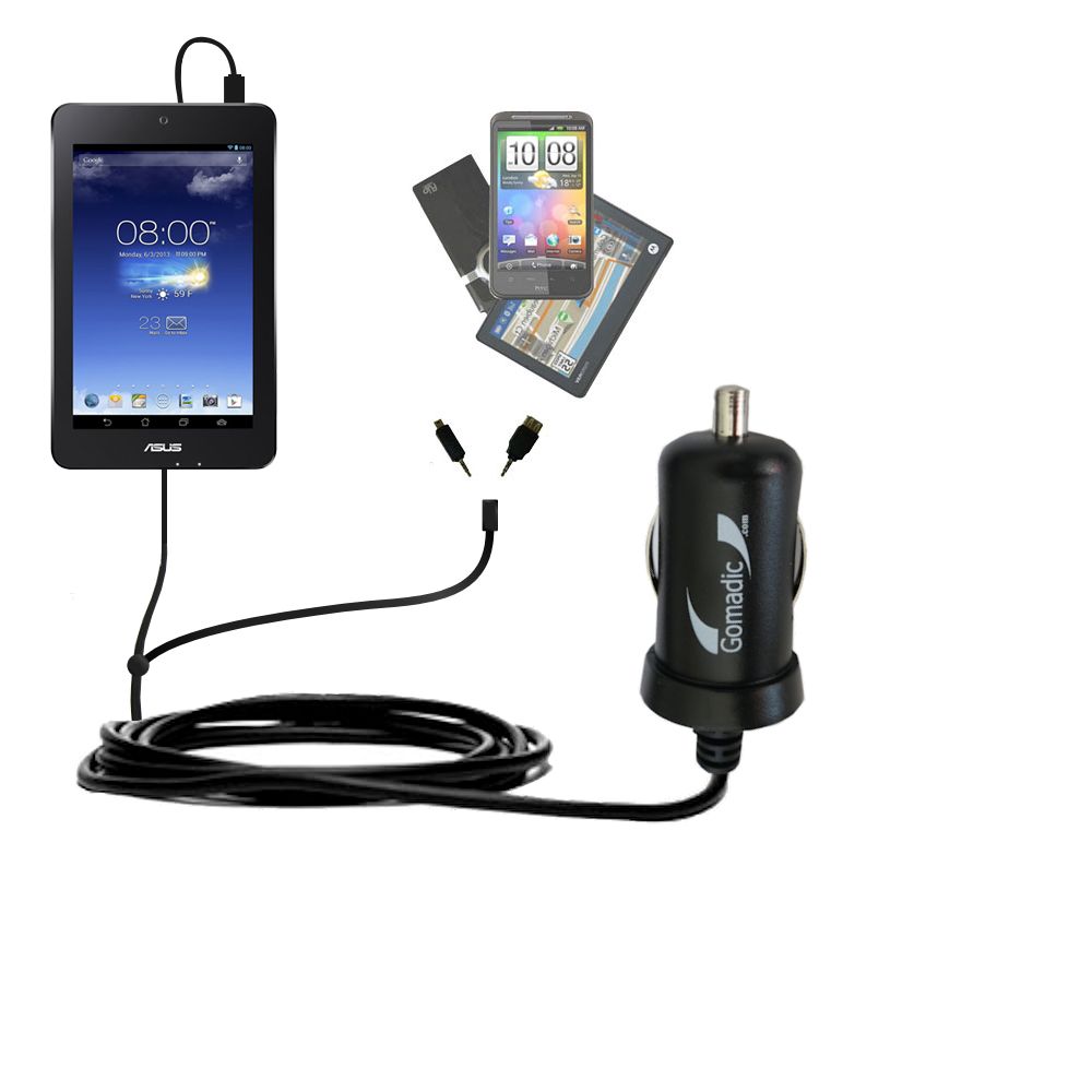 mini Double Car Charger with tips including compatible with the Asus MeMO Pad HD7