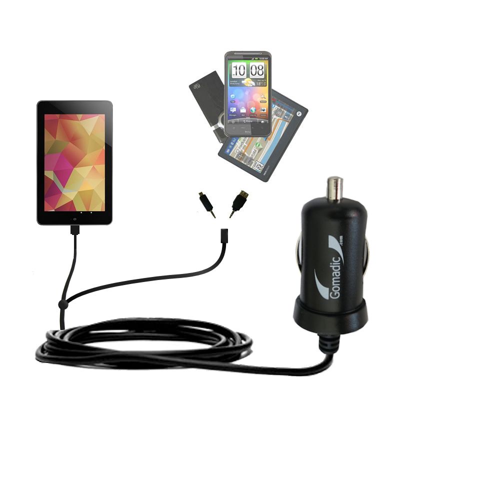 mini Double Car Charger with tips including compatible with the Asus Pad ME370t