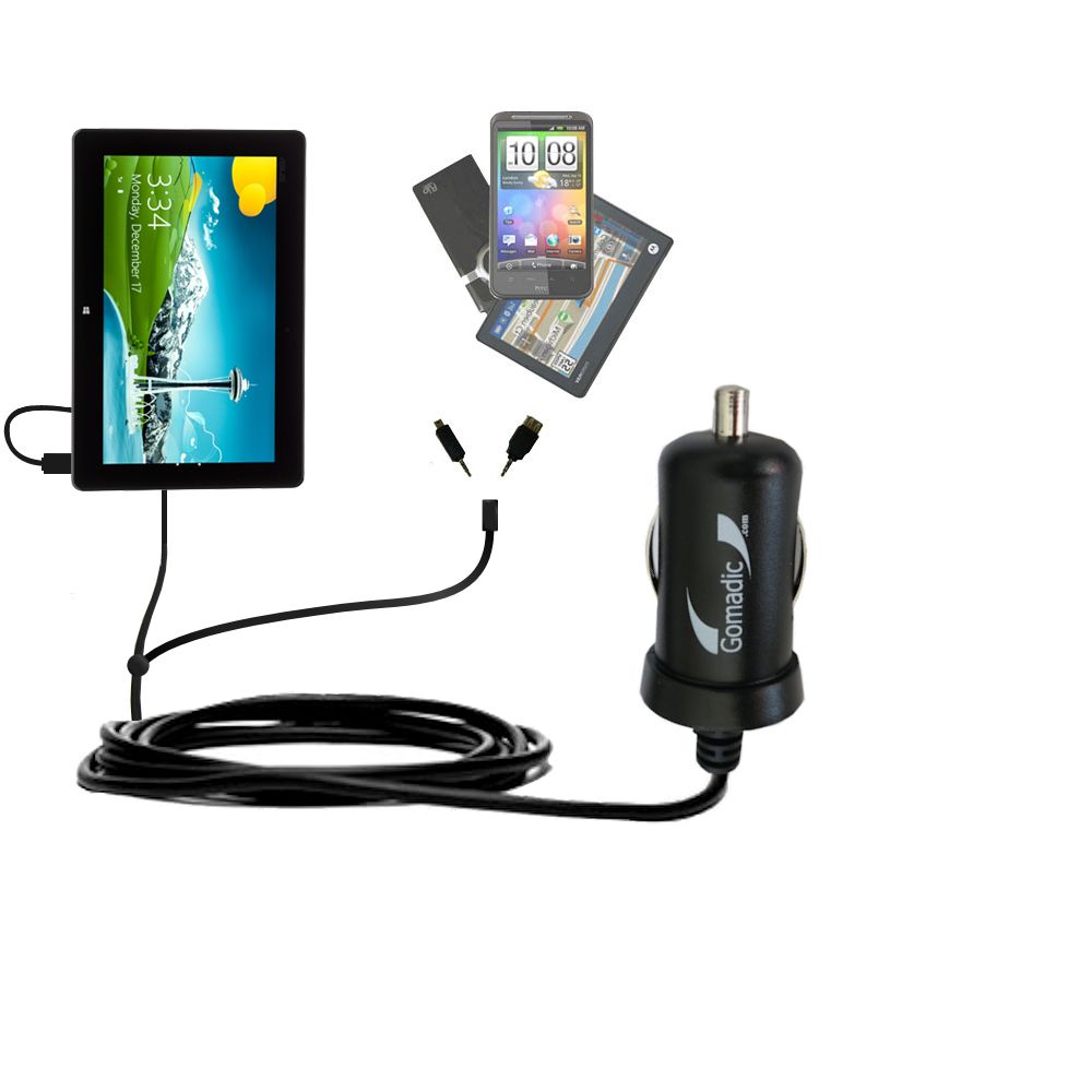 mini Double Car Charger with tips including compatible with the Asus VivoTab ME400C