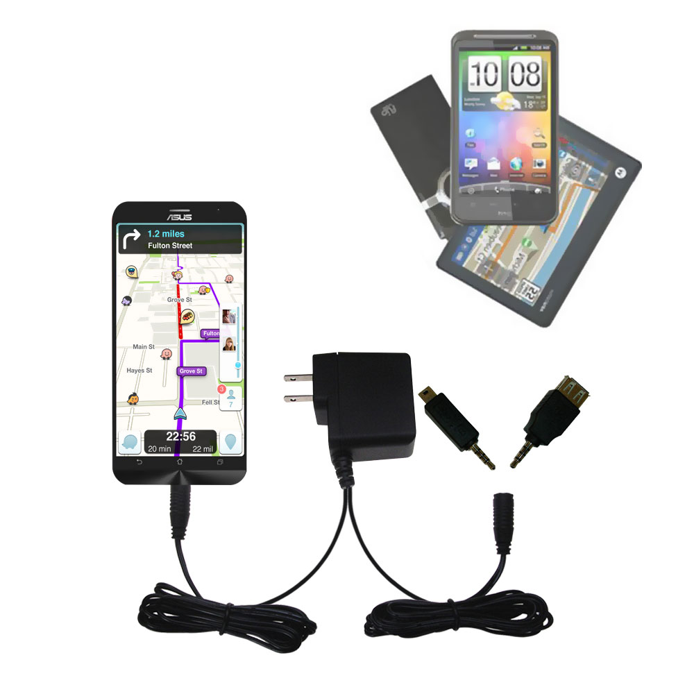 Double Wall Home Charger with tips including compatible with the Asus ZenFone 2