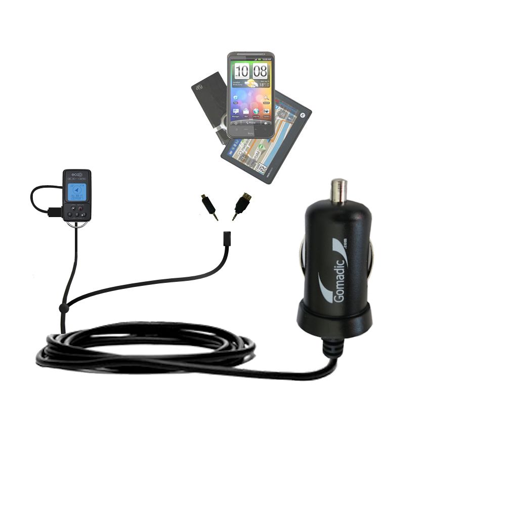 mini Double Car Charger with tips including compatible with the Audiovox ECCO Personal Navigation Device