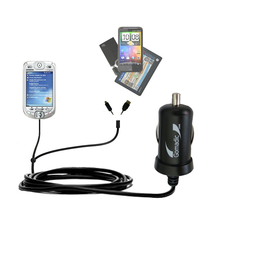 mini Double Car Charger with tips including compatible with the Audiovox PPC 6600 / XV6600