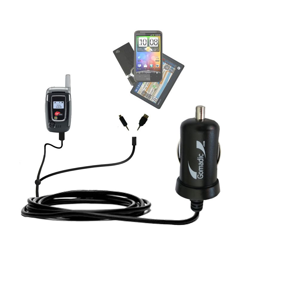 mini Double Car Charger with tips including compatible with the Audiovox Snapper 8915