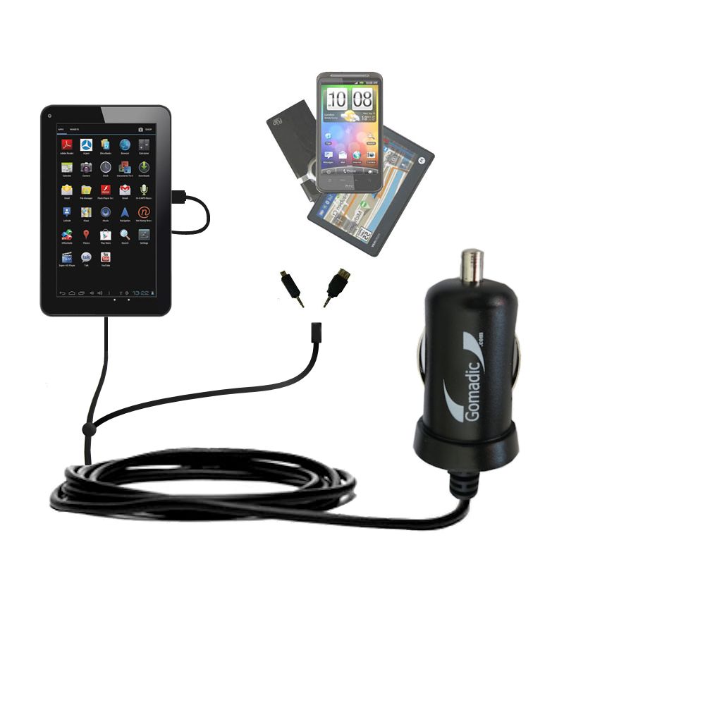 mini Double Car Charger with tips including compatible with the Azpen A701