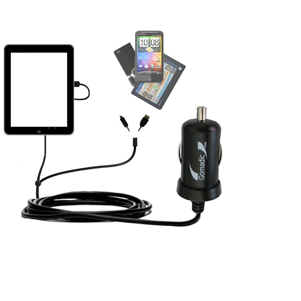 mini Double Car Charger with tips including compatible with the Azpen A820