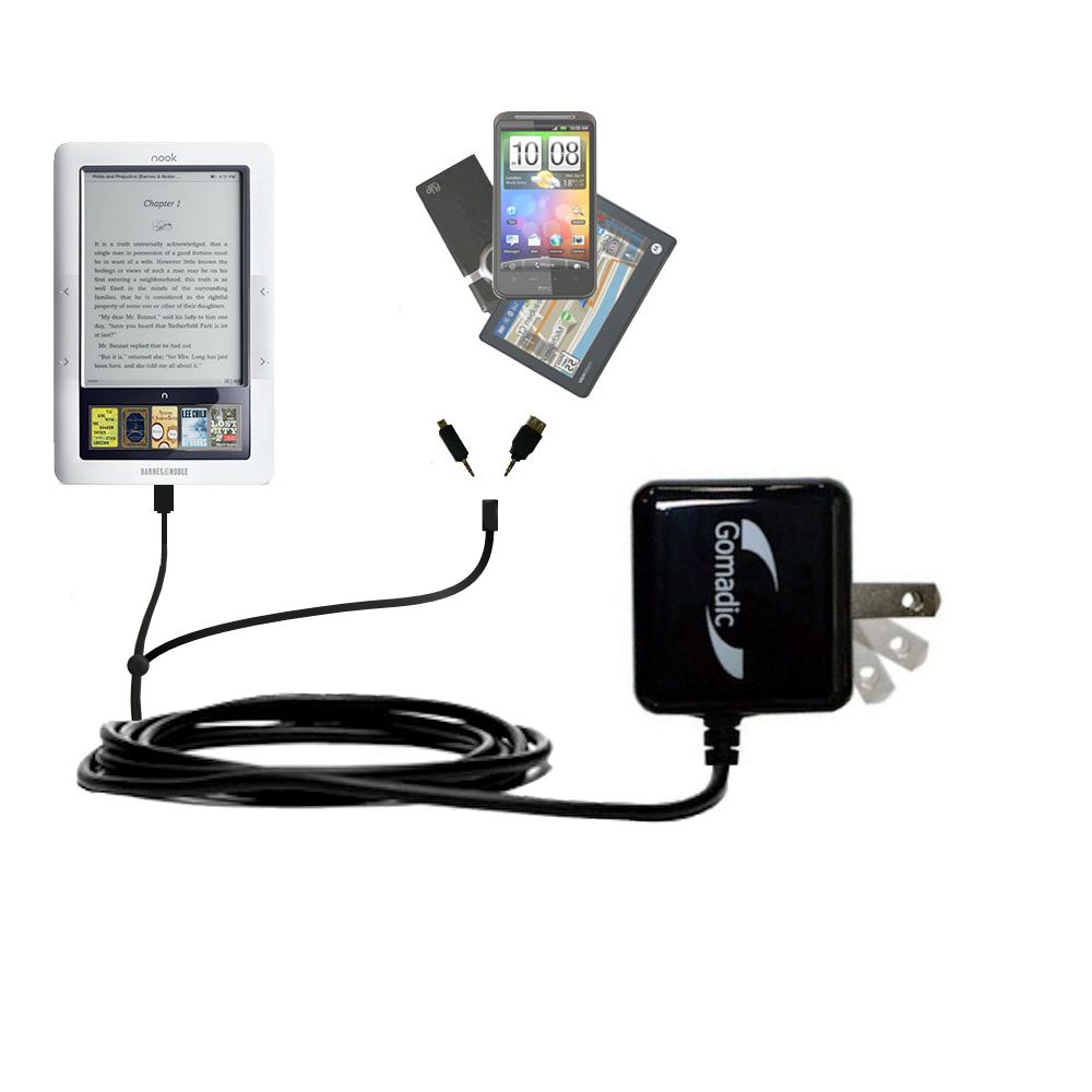 Double Wall Home Charger with tips including compatible with the Barnes and Noble Nook 3G Wi-Fi