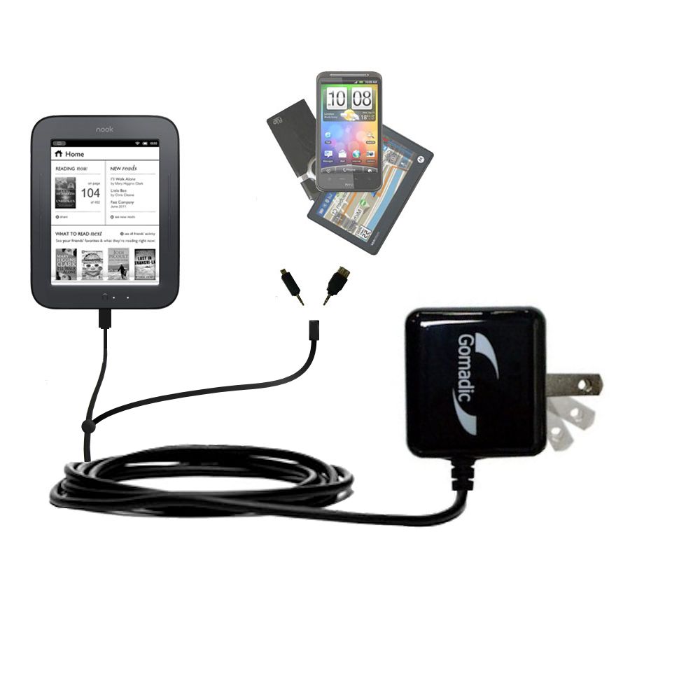 Double Wall Home Charger with tips including compatible with the Barnes and Noble Nook Simple Touch