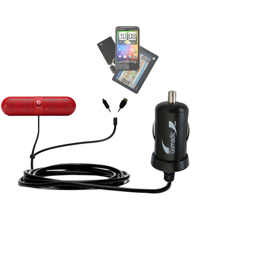 mini Double Car Charger with tips including compatible with the Beats By Dre Pill
