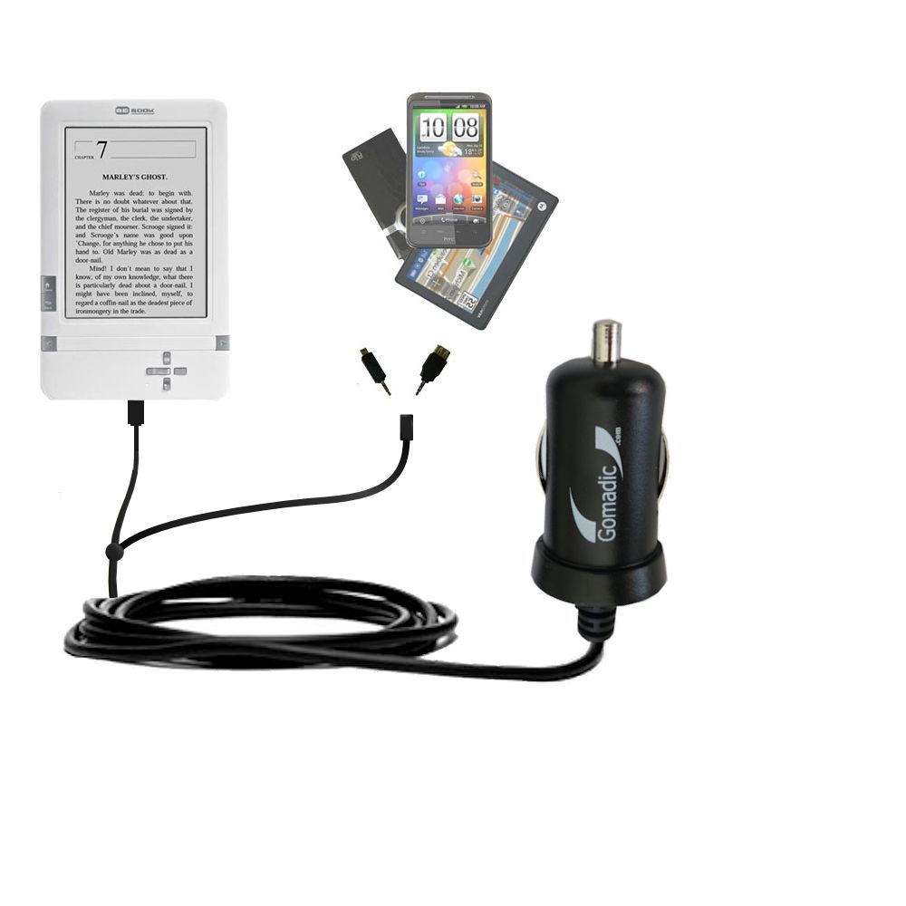 mini Double Car Charger with tips including compatible with the BeBook Club