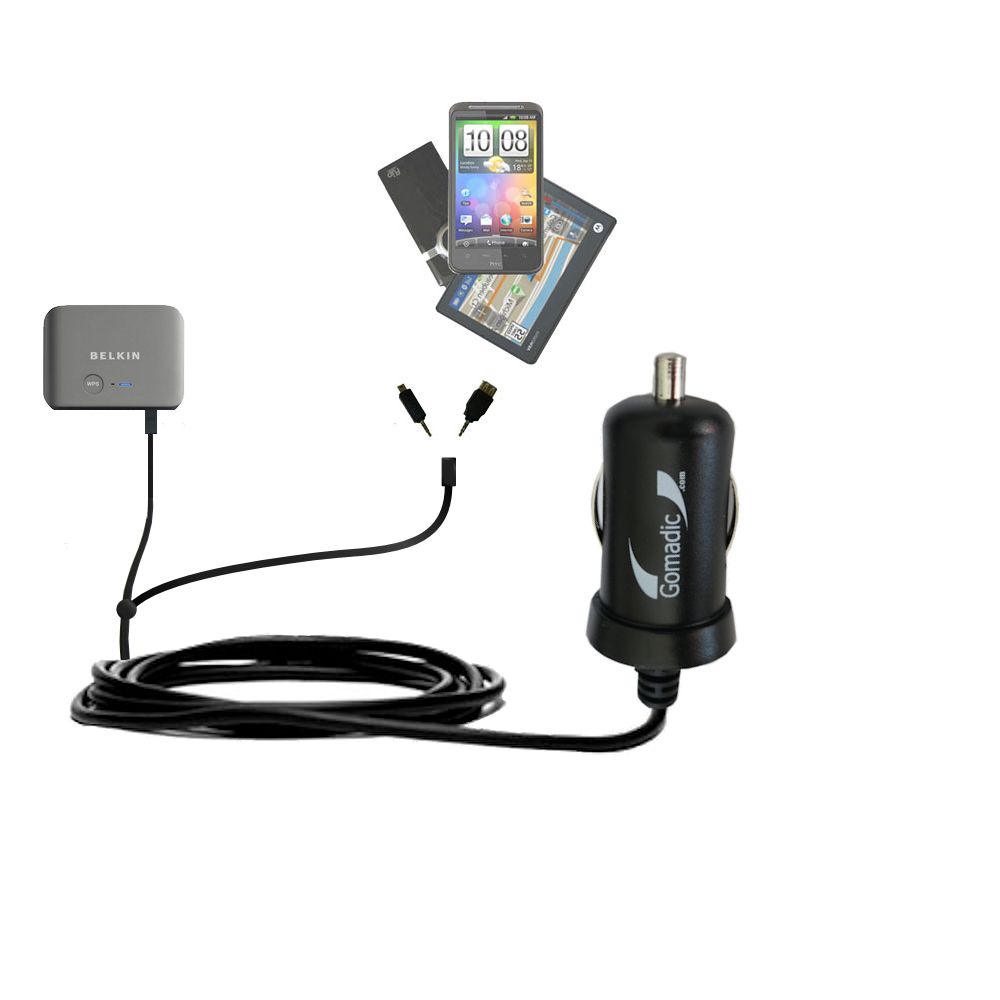 mini Double Car Charger with tips including compatible with the Belkin F9K1107 Travel Router