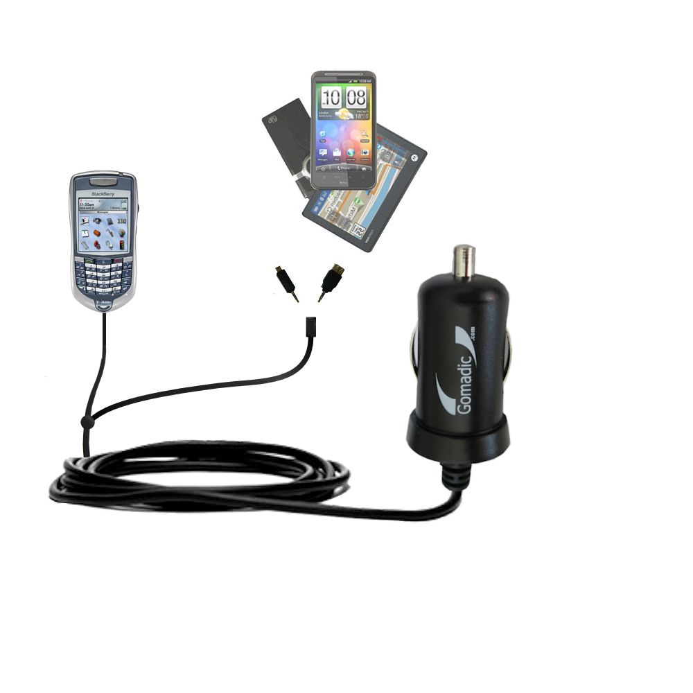 mini Double Car Charger with tips including compatible with the Blackberry 7100T