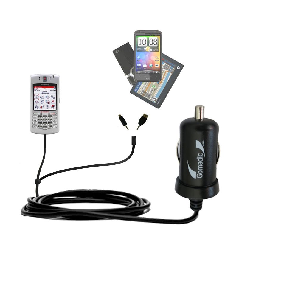 mini Double Car Charger with tips including compatible with the Blackberry 7100v