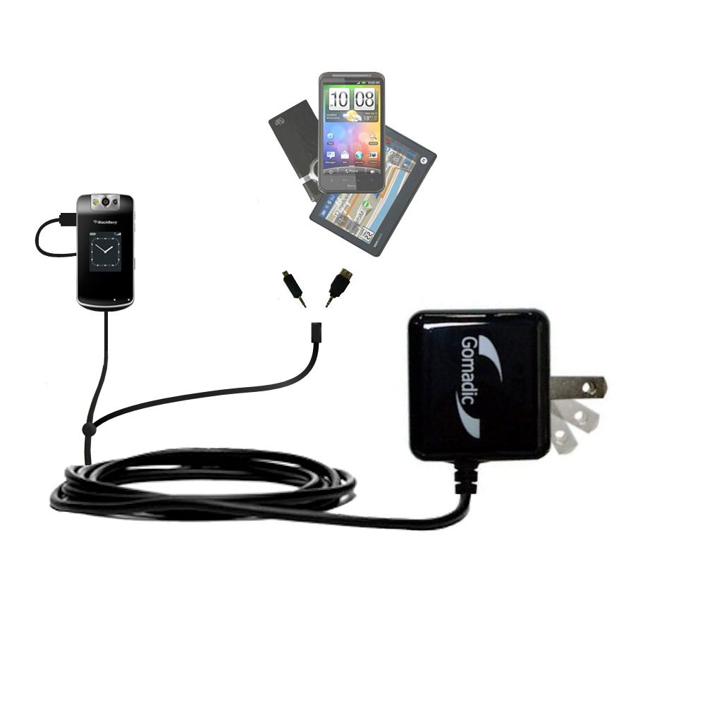 Double Wall Home Charger with tips including compatible with the Blackberry 8230