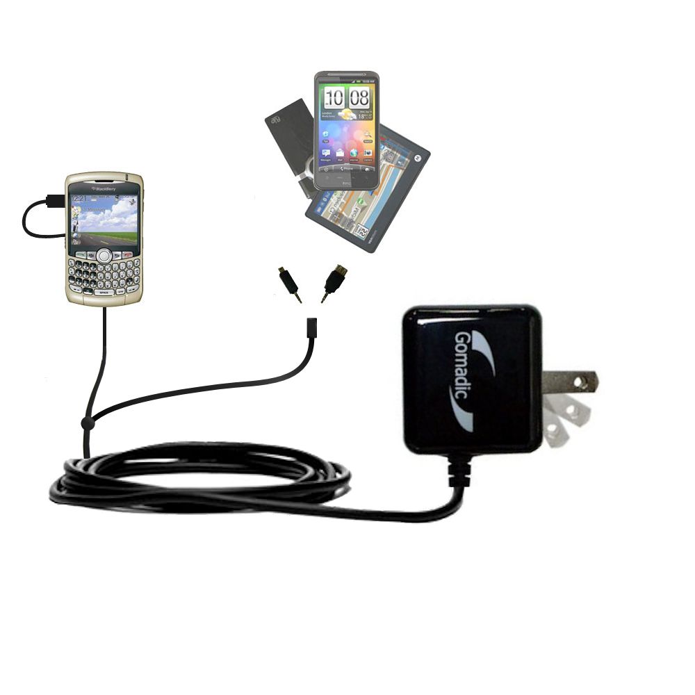 Double Wall Home Charger with tips including compatible with the Blackberry 8320
