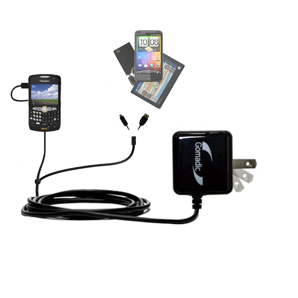 Double Wall Home Charger with tips including compatible with the Blackberry 8350i