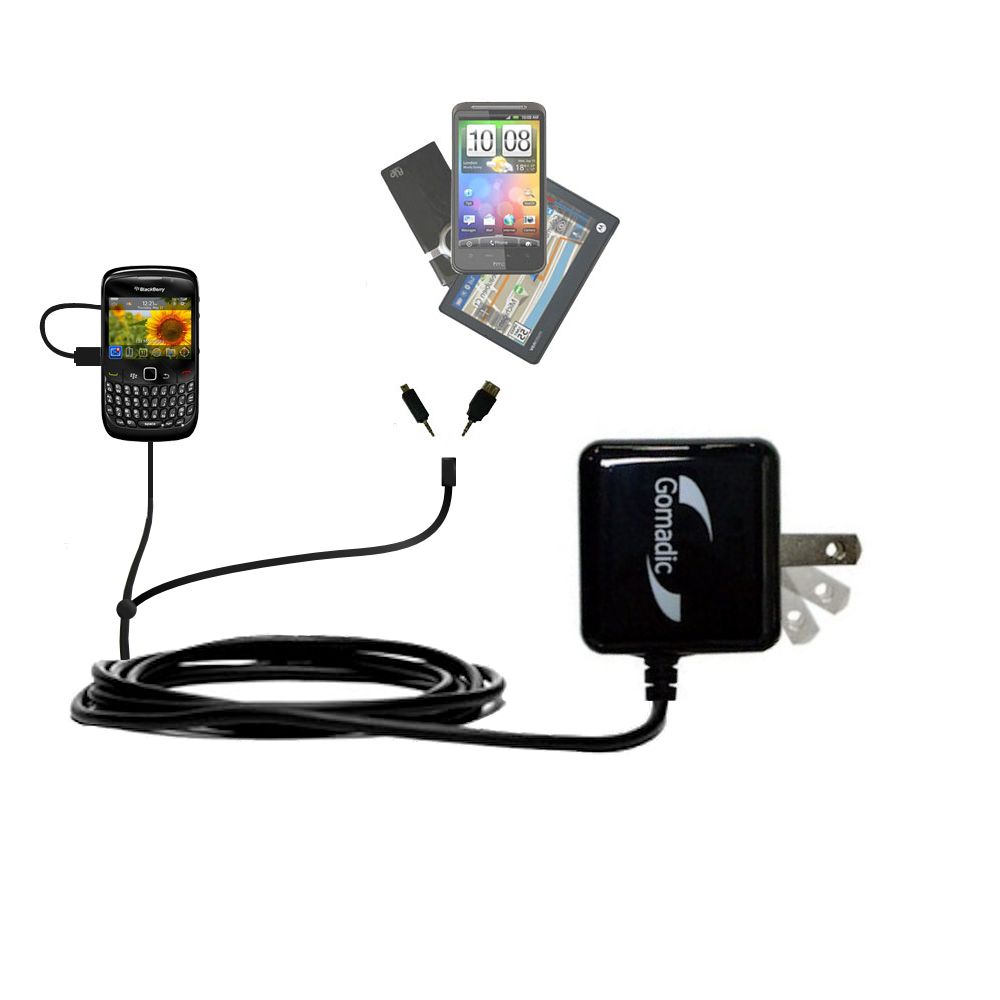 Double Wall Home Charger with tips including compatible with the Blackberry 8530