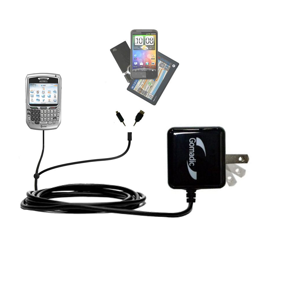 Double Wall Home Charger with tips including compatible with the Blackberry 8700c
