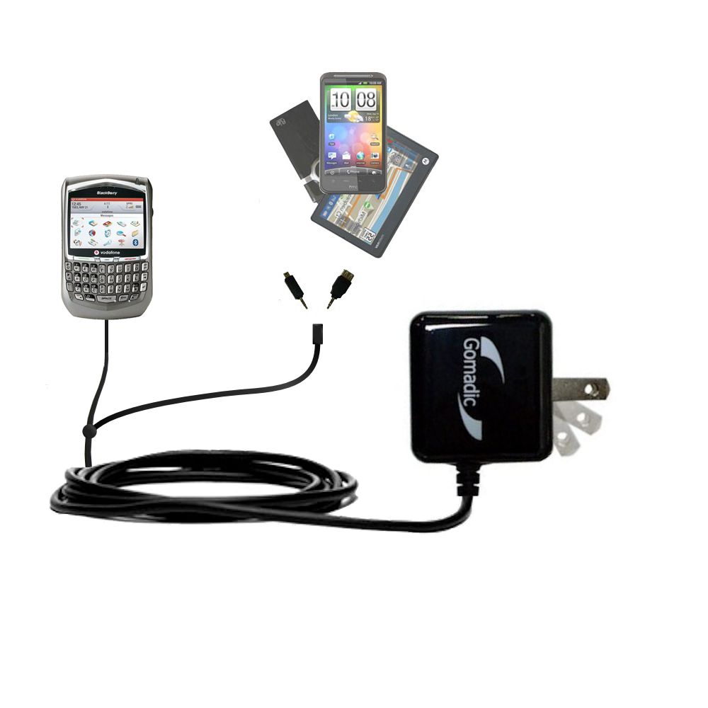 Double Wall Home Charger with tips including compatible with the Blackberry 8707v