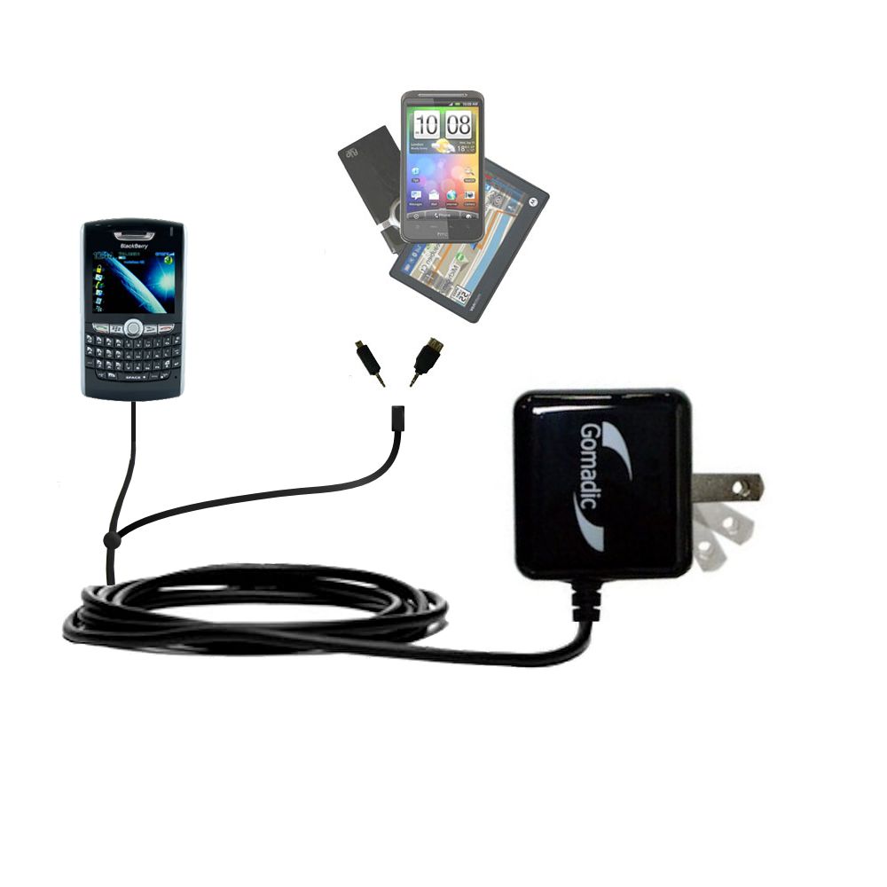 Double Wall Home Charger with tips including compatible with the Blackberry 8800