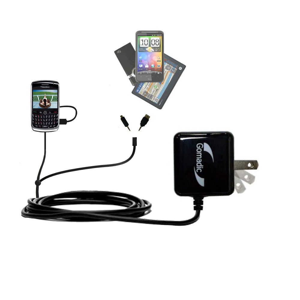Double Wall Home Charger with tips including compatible with the Blackberry 8900