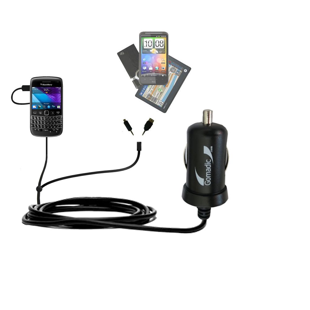 mini Double Car Charger with tips including compatible with the Blackberry 9220