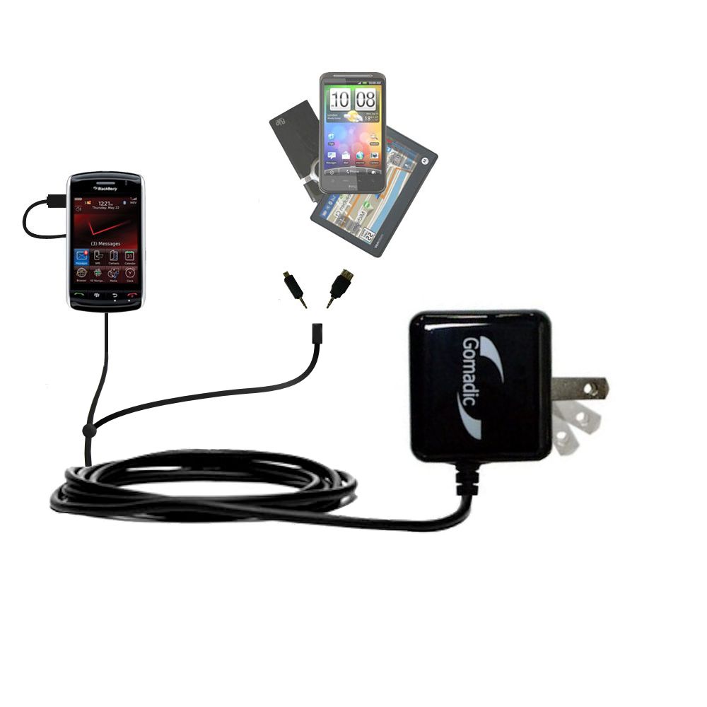 Double Wall Home Charger with tips including compatible with the Blackberry 9500