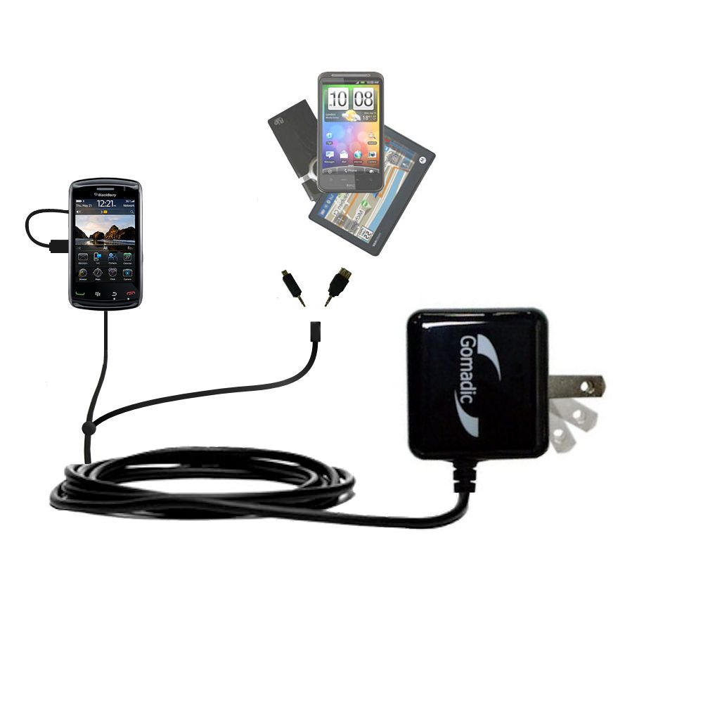 Double Wall Home Charger with tips including compatible with the Blackberry 9570