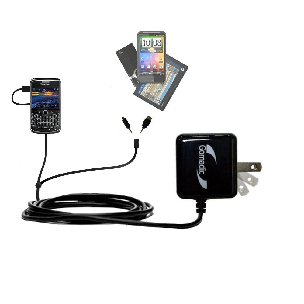 Double Wall Home Charger with tips including compatible with the Blackberry 9700