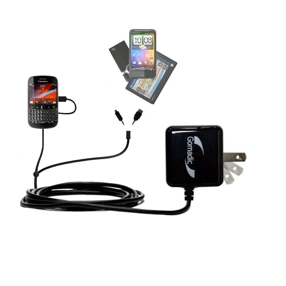 Double Wall Home Charger with tips including compatible with the Blackberry 9900 9930