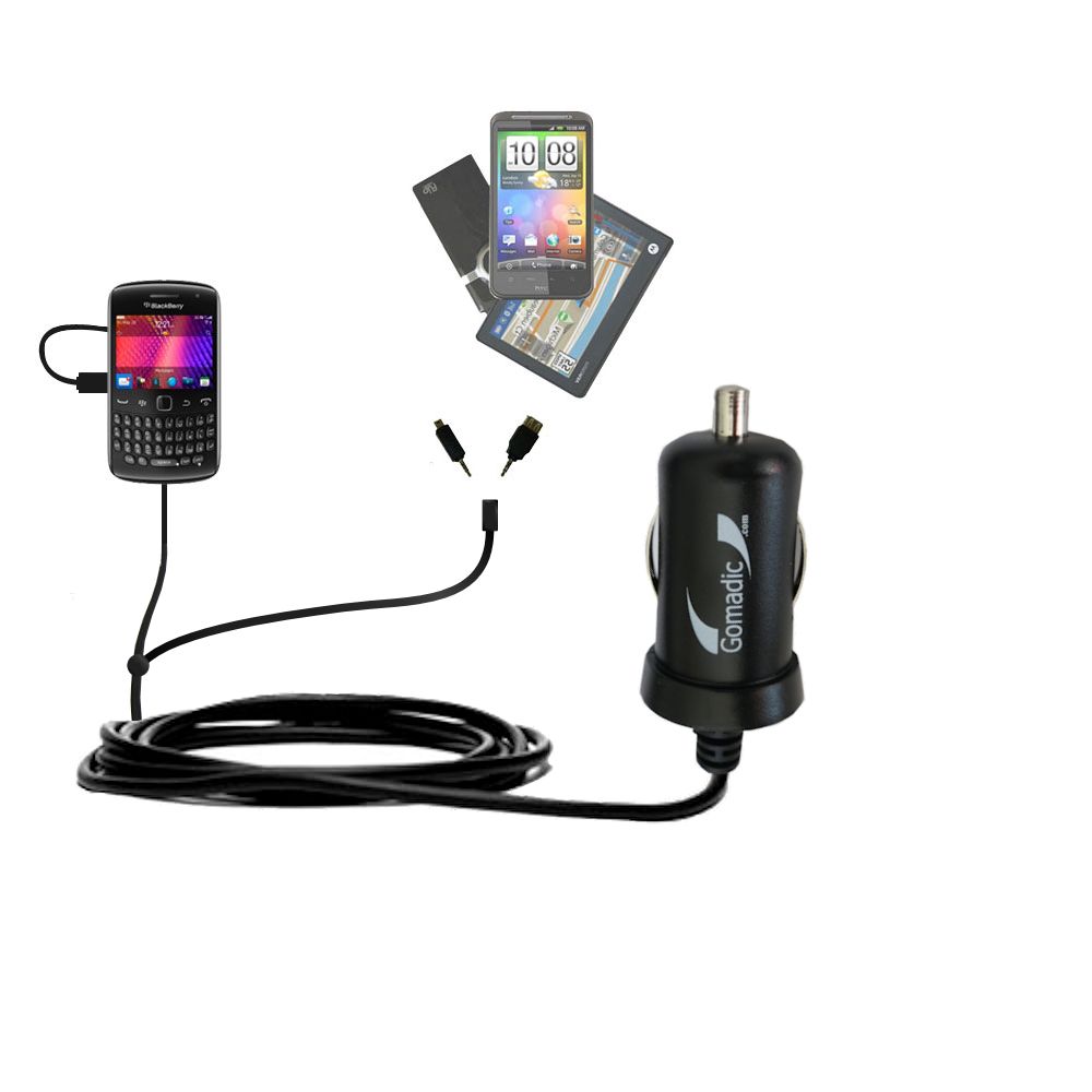 mini Double Car Charger with tips including compatible with the Blackberry Apollo