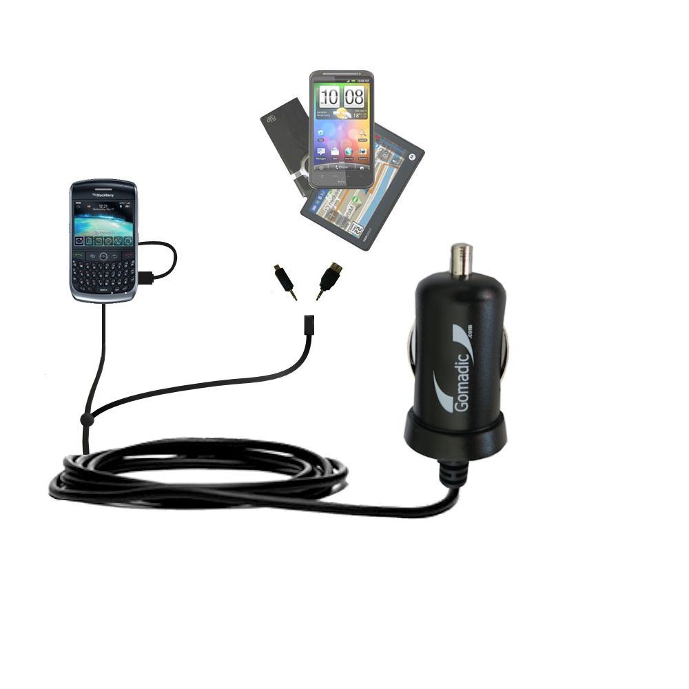 mini Double Car Charger with tips including compatible with the Blackberry Atlas 8910