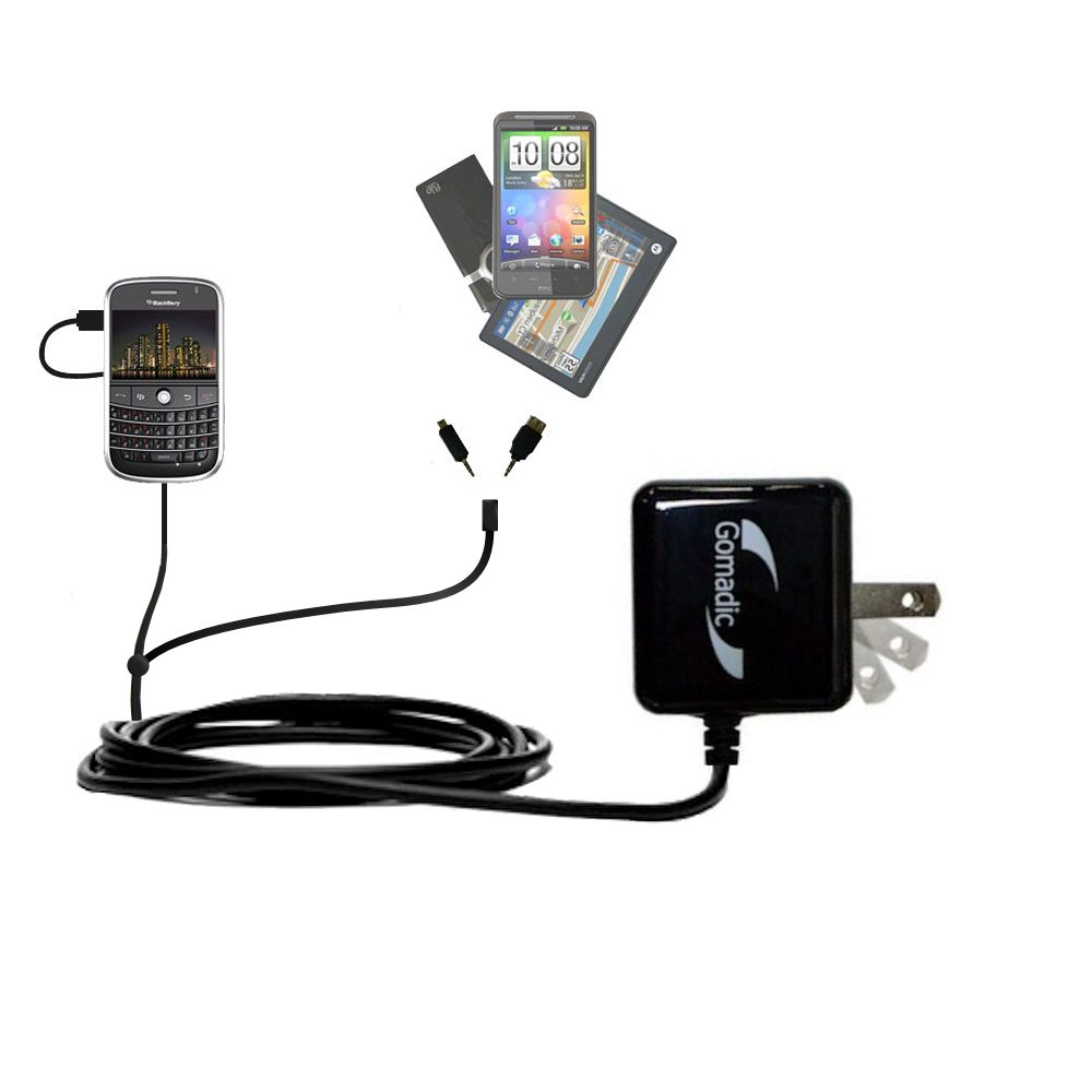 Double Wall Home Charger with tips including compatible with the Blackberry Bold