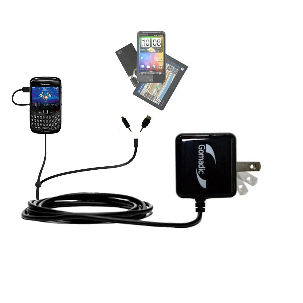 Double Wall Home Charger with tips including compatible with the Blackberry Curve 8500