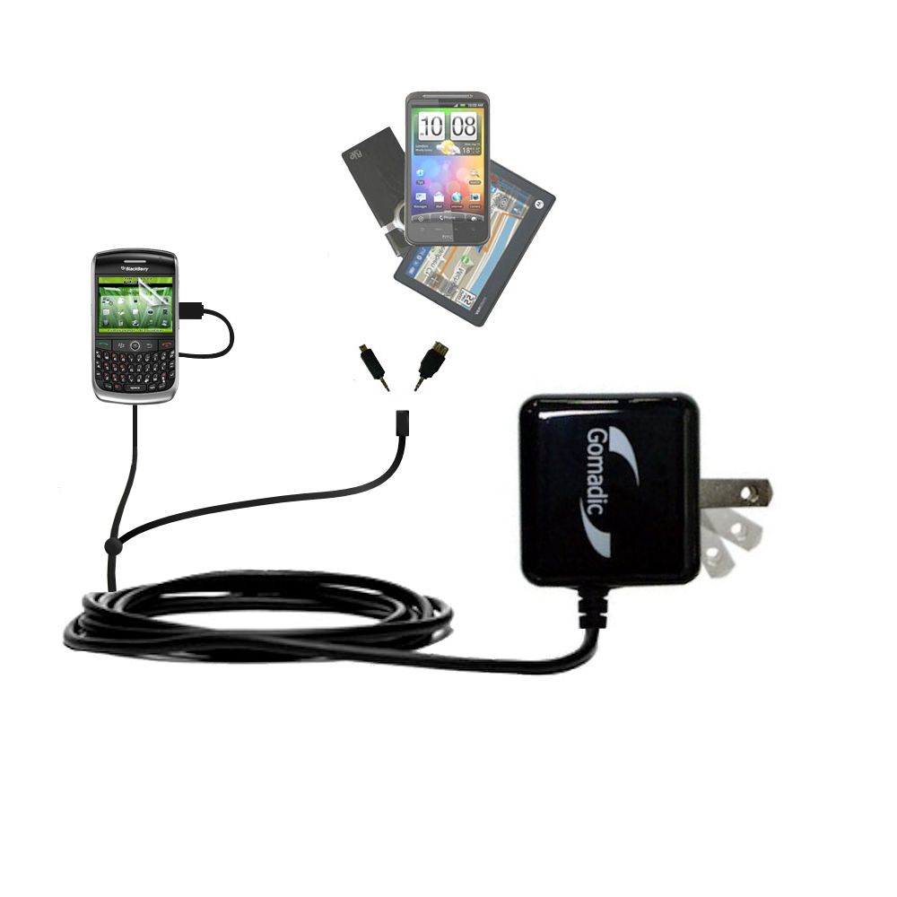 Double Wall Home Charger with tips including compatible with the Blackberry Curve 8930