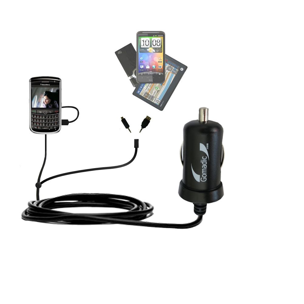 mini Double Car Charger with tips including compatible with the Blackberry Niagara