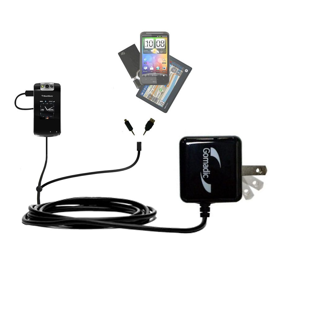 Double Wall Home Charger with tips including compatible with the Blackberry Pearl Flip