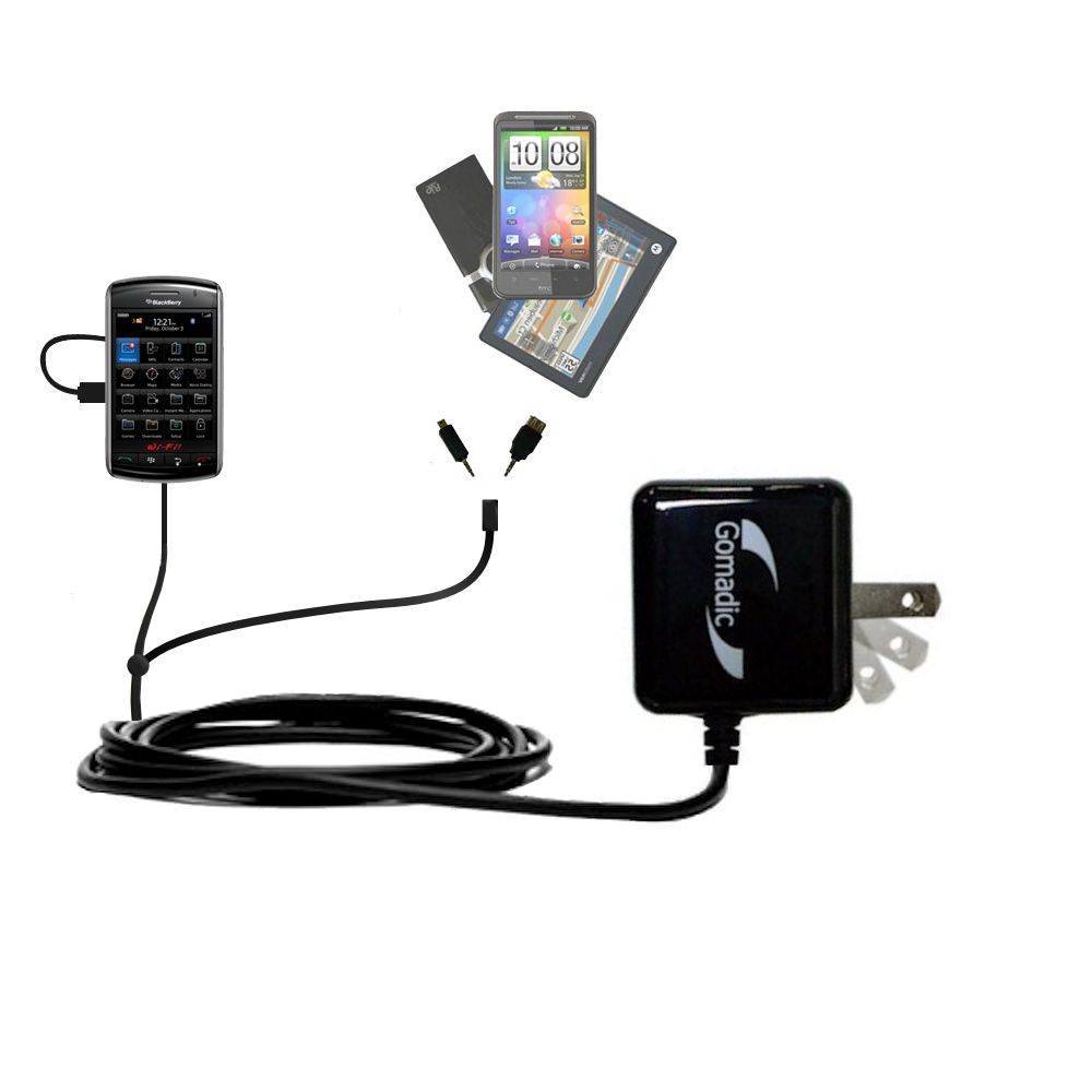 Double Wall Home Charger with tips including compatible with the Blackberry Storm 2