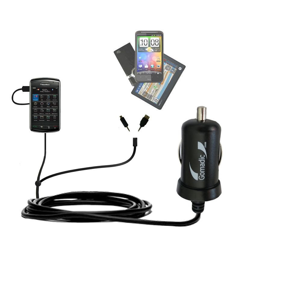 mini Double Car Charger with tips including compatible with the Blackberry Storm