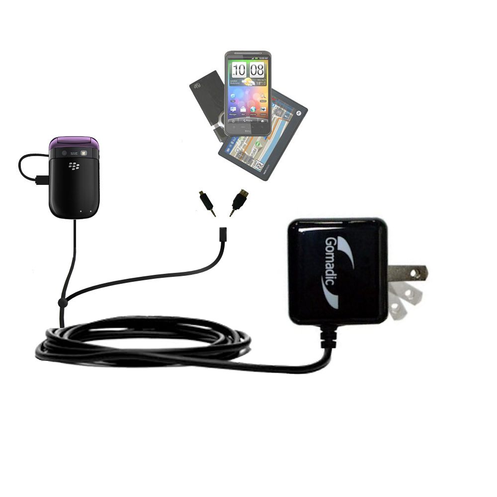 Double Wall Home Charger with tips including compatible with the Blackberry Style 9670