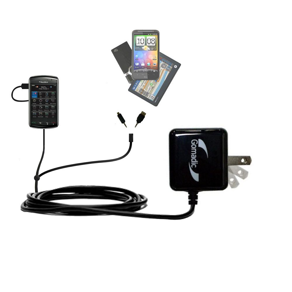 Double Wall Home Charger with tips including compatible with the Blackberry Thunder