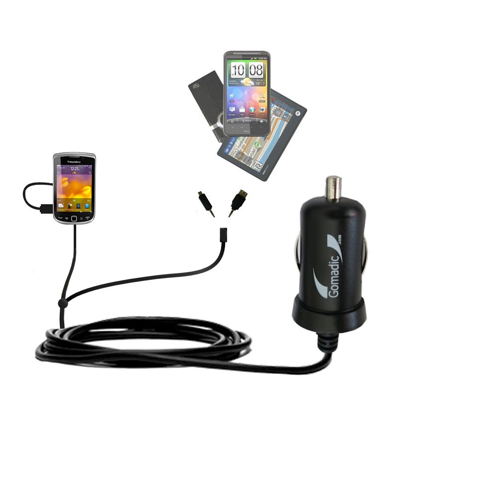 mini Double Car Charger with tips including compatible with the Blackberry Torch 2