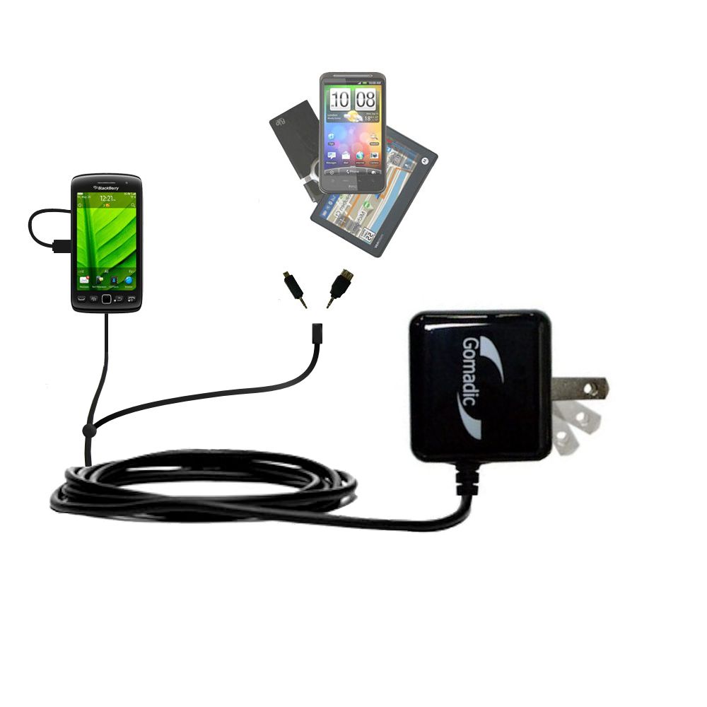 Double Wall Home Charger with tips including compatible with the Blackberry Touch 9860