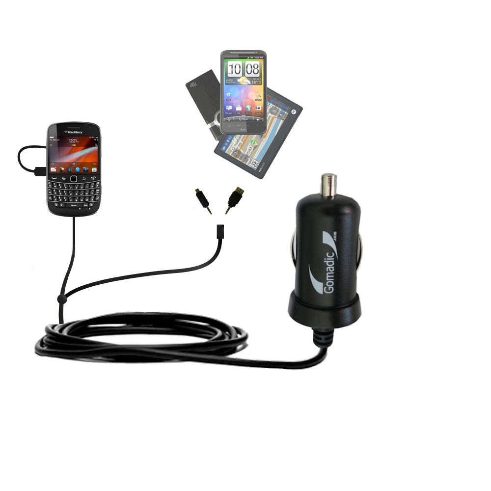 mini Double Car Charger with tips including compatible with the Blackberry Touch