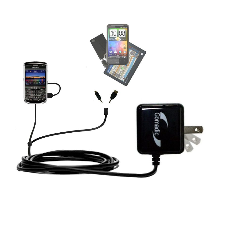 Double Wall Home Charger with tips including compatible with the Blackberry Tour